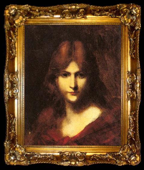 framed  Jean-Jacques Henner A Red Haired Beauty, ta009-2